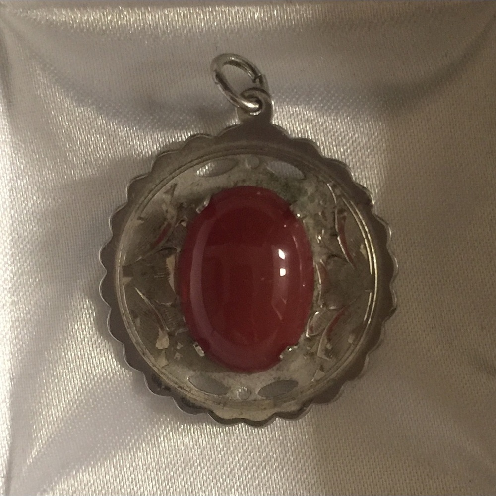 Vintage Sterling Silver Carnelian Pendant